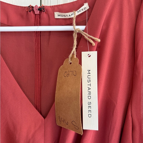 Mustard Seed Rust Red Long-Sleeve Twist-Front Dress - Picture 6 of 7